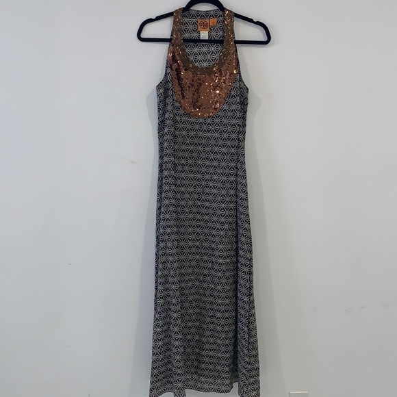 TORY BURCH Sequin and beaded Sunkiss Lightweight cotton tank Dress size 4 - Picture 4 of 13